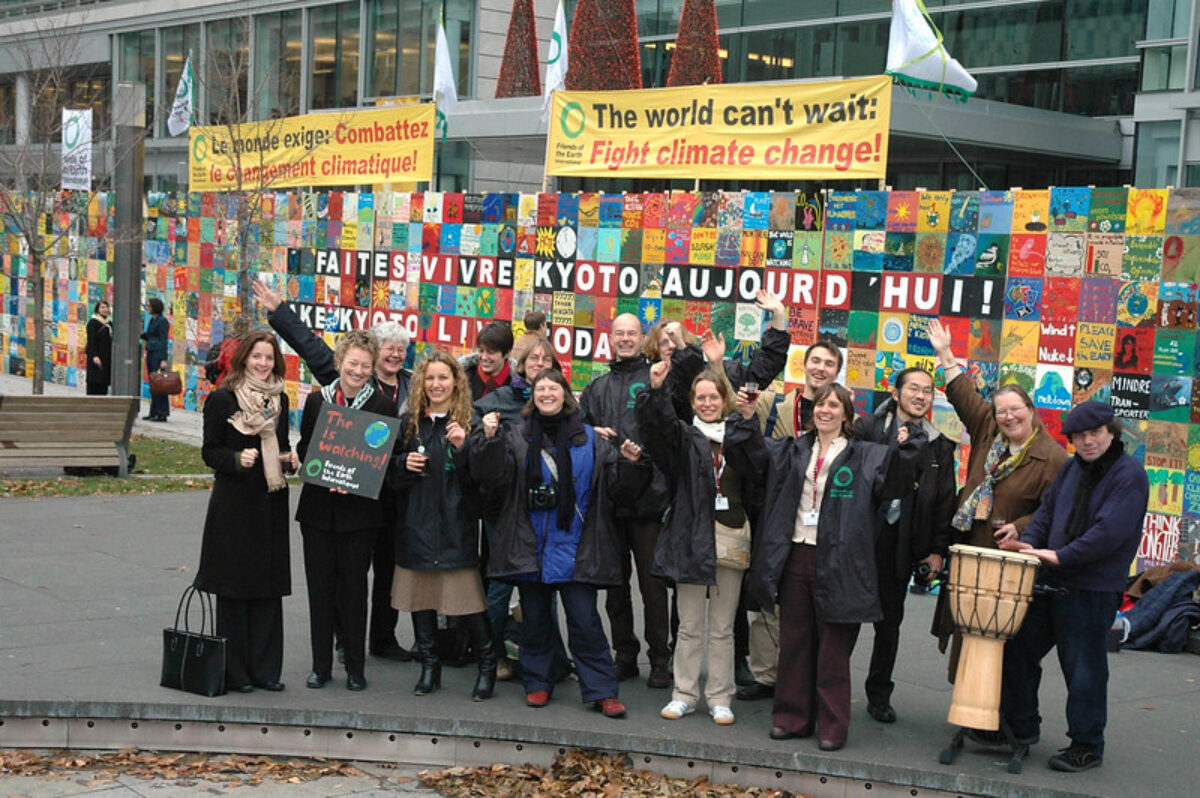 The Climate Wall was erected and displayed during the Montreal Conference of the Parties in 2005. FOE groups tell world leaders “The world can’t wait!”