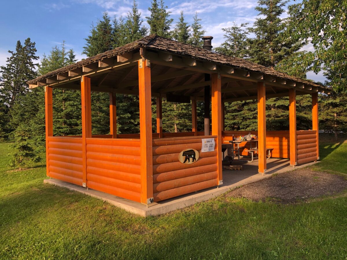 A camp kitchen at Waskesiu Lake
