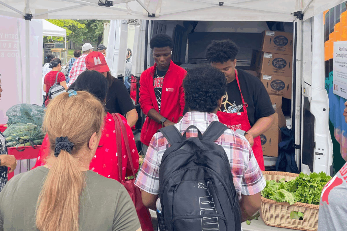 North York Harvest Food Bank distribution at the Albion Library Food Space