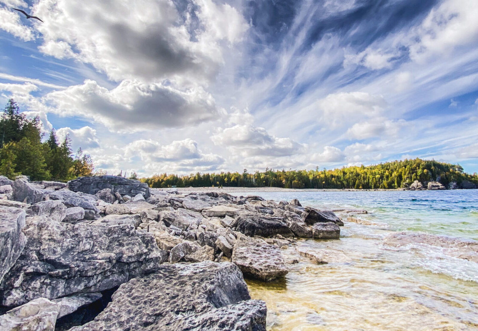Scenic Halfway Log Dump on the Bruce Trail overlooking Georgian Bay and the Niagara Escarpment.